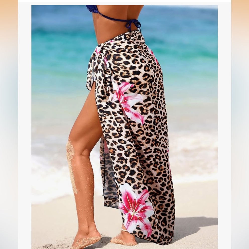 🆕 Women Sheer Sarong High Slit One Size Swimsuit Coverups 2026 Summer - Picture 3 of 7